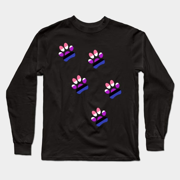 Genderfluid Pride Paws Long Sleeve T-Shirt by Skrayer1219